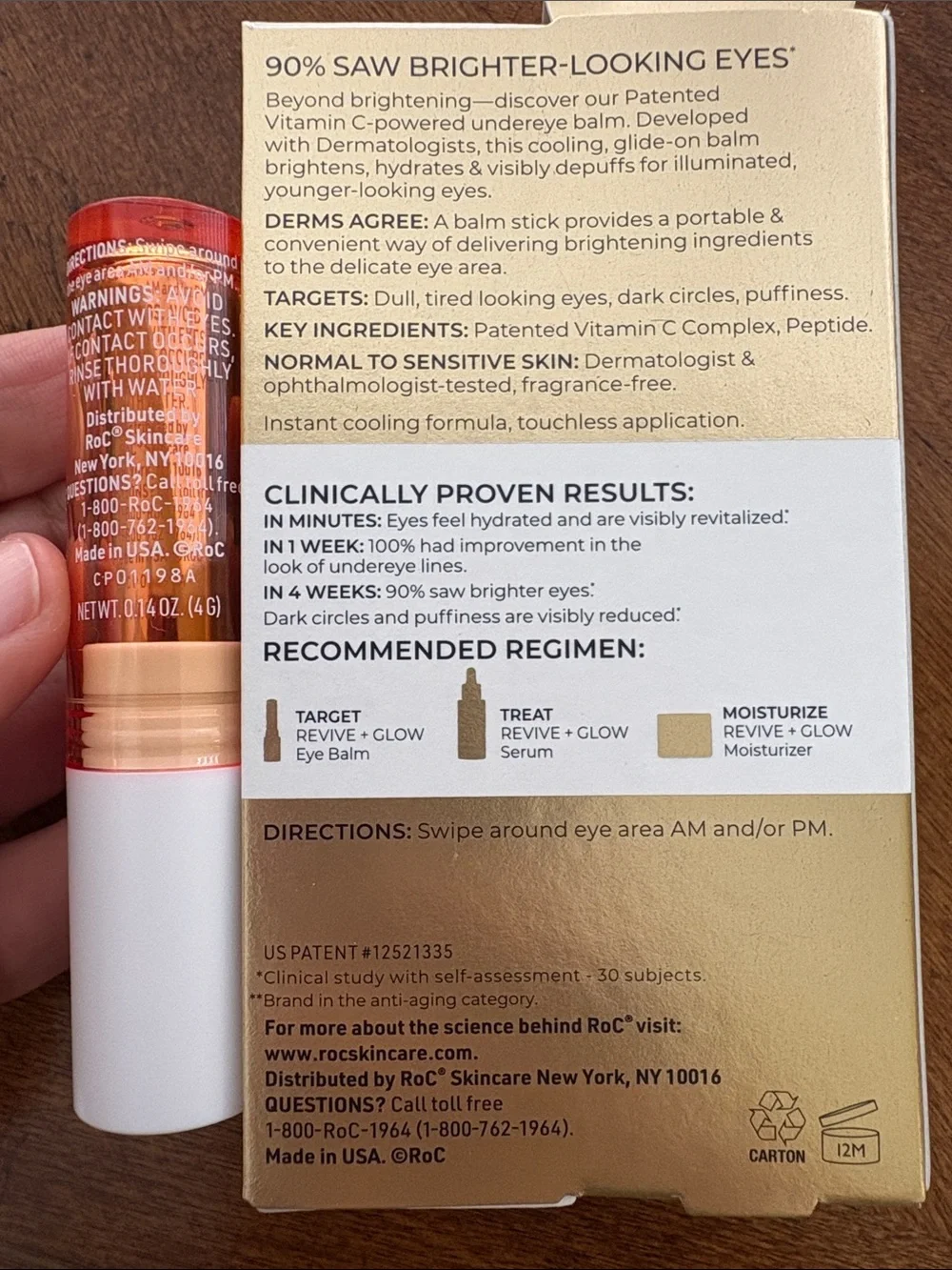 RoC Revive + Glow Brightening Eye Balm Vitamin C Peptide Complex 4g New